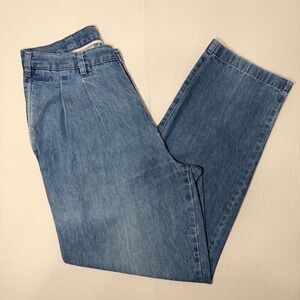 Geoffrey Beene Jeans Mens 32x30 Vintage Pleated Front Light Wash Denim Tapered